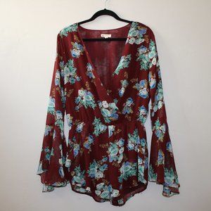 Floral Flounce Sleeve Romper